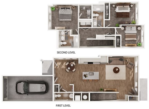 Floor plan for 3 beds, 2.5 baths, 1559 sqft